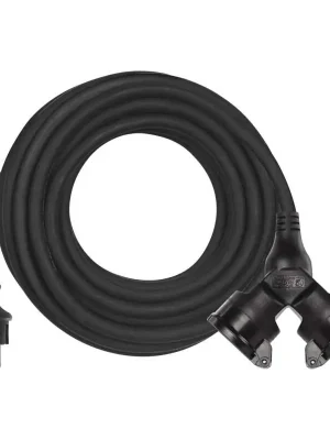Gumový prodlužovací kabel spojka 10m 2Z 3x 1,5mm, IP44 černý *P0601 Nejprodávanější