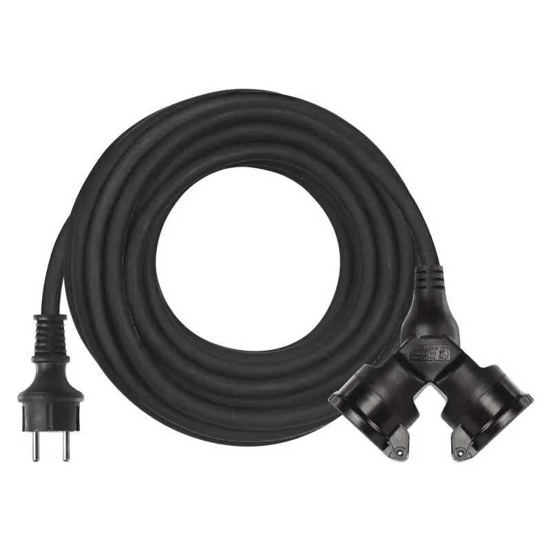 Gumový prodlužovací kabel spojka 10m 2Z 3x 1,5mm, IP44 černý *P0601 Nejprodávanější
