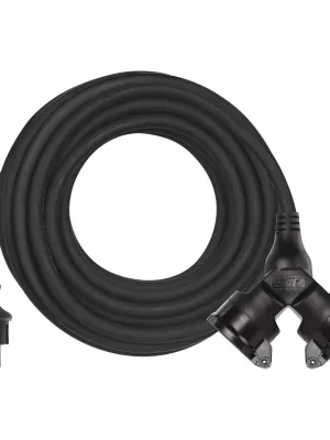 Omezená Nabídka Gumový prodlužovací kabel spojka 15m 2Z 3x 1,5mm, IP44 černý *P0602