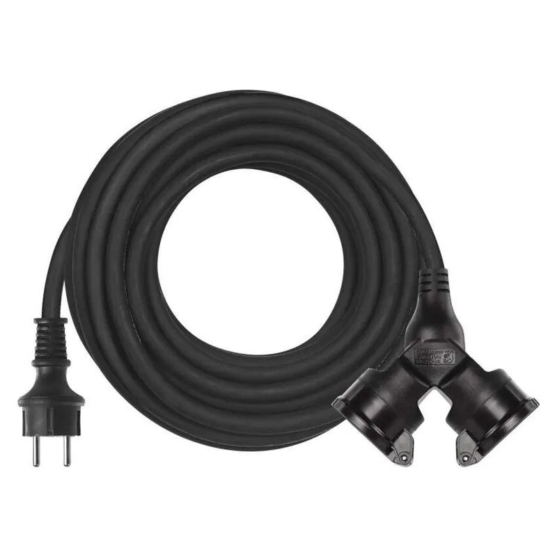 Omezená Nabídka Gumový prodlužovací kabel spojka 15m 2Z 3x 1,5mm, IP44 černý *P0602