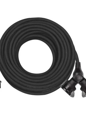 Gumový prodlužovací kabel spojka 20m 2Z 3x 1,5mm, IP44 černý *P0603 Top Prodej