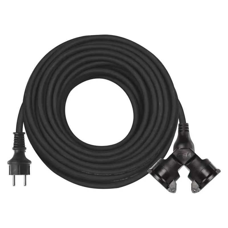 Gumový prodlužovací kabel spojka 20m 2Z 3x 1,5mm, IP44 černý *P0603 Top Prodej