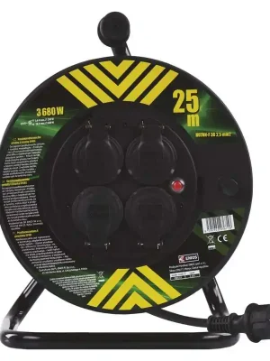 Gumový prodl. kabel na bubnu - 4 zásuvky 25m 2,5mm *P084253 Sezónní Sleva