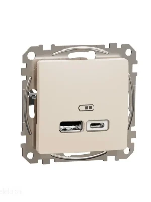 Rychlé Dodání Sedna - Dvojitá USB A+C nabíječka 2.4A béžová *SDD112402 Schneider electric