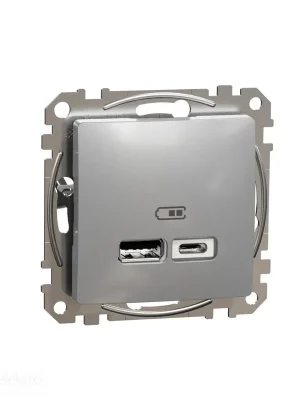 Sedna - Dvojitá USB A+C nabíječka 2.4A alu *SDD113402 Schneider electric Bezpečná Platba