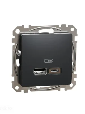 Omezená Nabídka Sedna - Dvojitá USB A+C nabíječka 2.4A antracit *SDD114402 Schneider electric