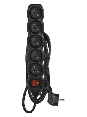Prodlužovací kabel s vypínačem – 5 zásuvek, 3m, černý Obecné číslo PC1513 Nakupujte Hned