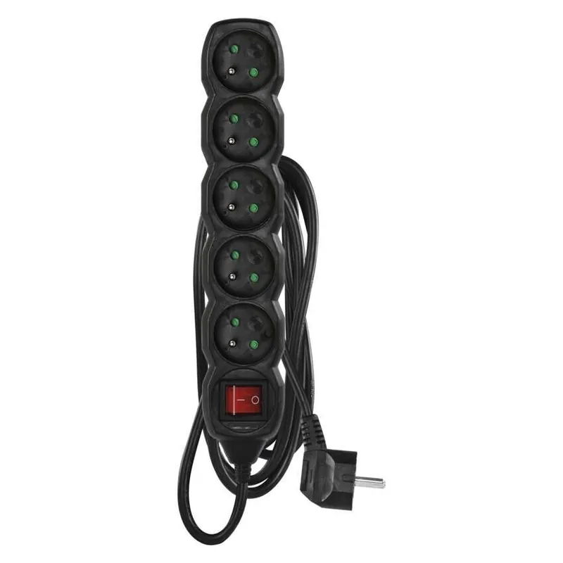 Prodlužovací kabel s vypínačem – 5 zásuvek, 3m, černý Obecné číslo PC1513 Nakupujte Hned