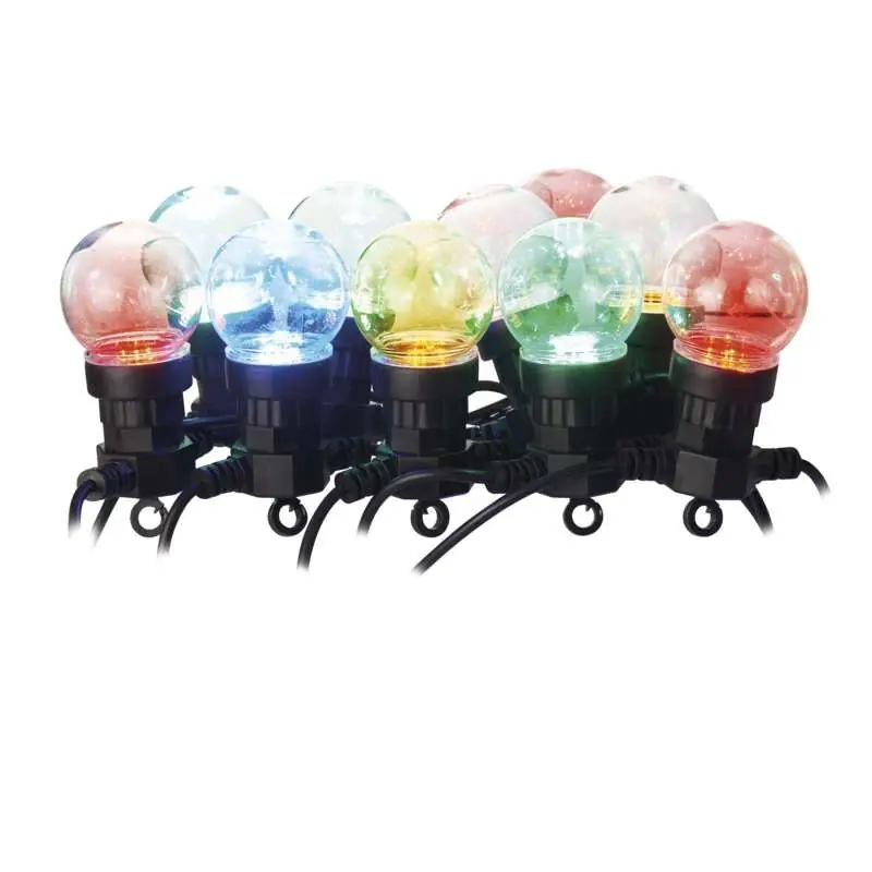 Novinka LED světelný řetěz – 10x párty žárovky, 5 m, venkovní i vnitřní, multicolor *DCPM01