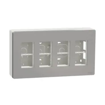 Unica System+ - Centrální jednotka 4x4 moduly vertikální povrchová, Aluminium *NU124430 Levný