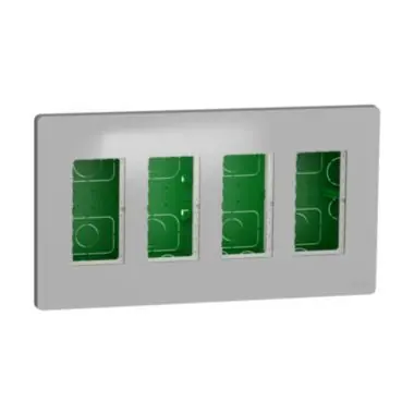 Unica System+ - Centrální jednotka 4x4 modulů zapuštěná, Aluminium *NU174430 Výhodná Nabídka