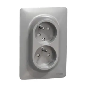 Unica - Dvojzásuvka pootočená 16A 230V, Aluminium *NU206530 Cenový Hit