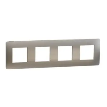 Výhodná Nabídka Unica Studio Metal - Krycí rámeček čtyřnásobný, White Aluminium/Černý *NU280856M