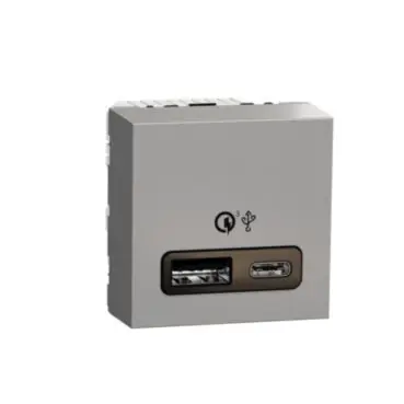 Unica - Dvojitý nabíjecí USB konektor A+C 18W, 2.4A, 2M, Aluminium *NU301930 Finální Výprodej