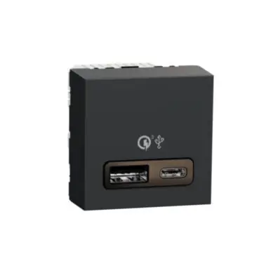 Akční Nabídka Unica - Dvojitý nabíjecí USB konektor A+C 18W, 2.4A, 2M, Antracit *NU301954