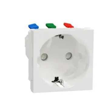 Unica - Zásuvka SCHUKO 2P+E 250V/16A, clonky, bezšroubová, Bílá Antibakteriální *NU305720 Super Cena