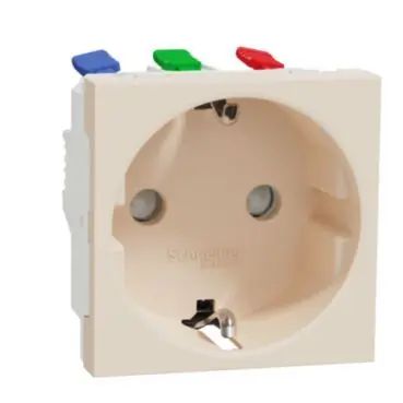 Unica - Zásuvka SCHUKO 2P+E 250V/16A, clonky, bezšroubová, Béžová *NU305744 Super Cena