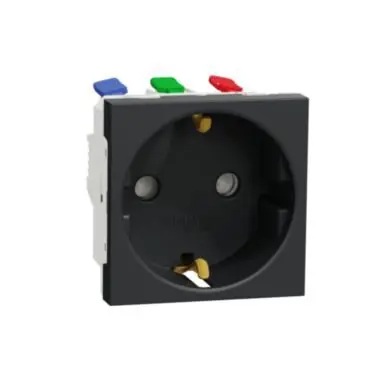 Unica - Zásuvka SCHUKO 2P+E 250V/16A, clonky, bezšroubová, Antracit *NU305754 Omezená Nabídka
