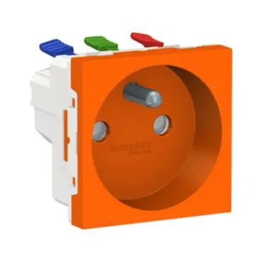 Pouze Dnes Unica - Zásuvka 250V/16A 2P+E, clonky, bezšroubová, Oranžová *NU305961