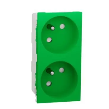 Novinka Unica - Zásuvka dvojitá 45 250V/16A 2x2P+E, clonky, bezšroubová, Zelená *NU306906