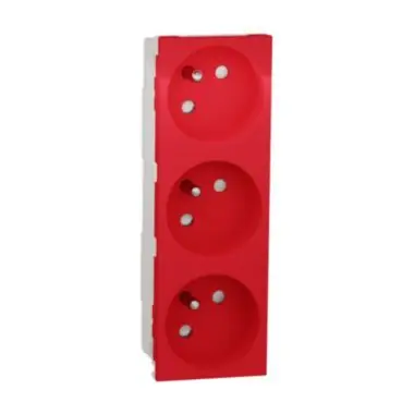 Unica - Zásuvka trojitá 45 250V/16A 3x2P+E, clonky, bezšroubová, Červená *NU307903 Rychlé Dodání
