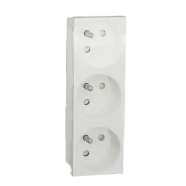 Unica - Zásuvka trojitá 45 250V/16A 3x2P+E, clonky, bezšroubová, Bílá *NU307918 Cenový Hit