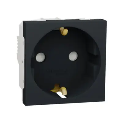 Značkový Unica - Zásuvka SCHUKO 2P+E 250V/16A, clonky, šroubová, Antracit *NU303754