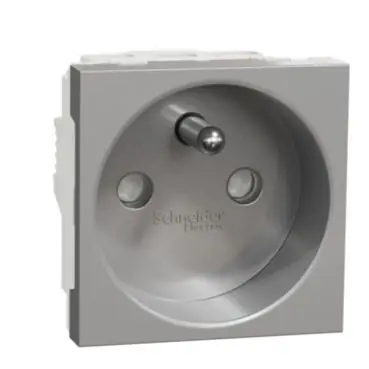 Unica - Zásuvka 250V/16A 2P+E, clonky, šroubová, Aluminium *NU303930E Ihned K Objednání