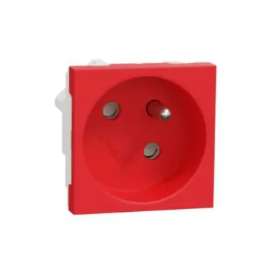 Unica - Zásuvka 45 250V/16A 2P+E, clonky, bezšroubová, Červená *NU304903 Novinka