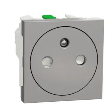 Unica - Zásuvka skrytá 250V/16A 2P+E, clonky, bezšroubová, Aluminium *NU305230E Víkendová Akce