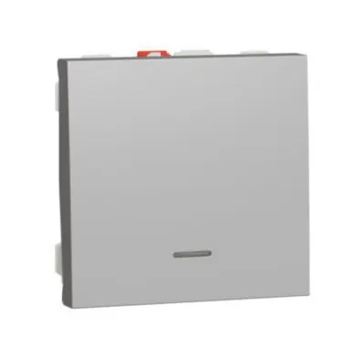 Unica - Tlačítko s orientační kontrolkou řazení 1/0So, 2M, Aluminium *NU320630N Nová Kolekce