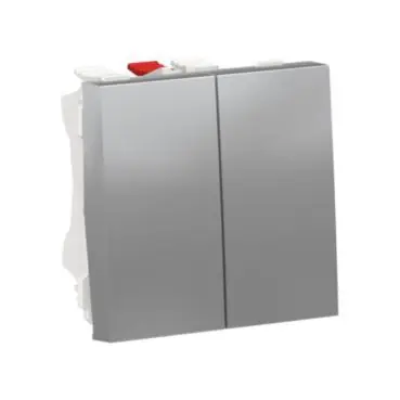 Must-Have Unica - Přepínač dvojitý střídavý řazení 6+6 (5b), Aluminium *NU321330