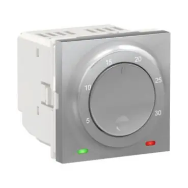 Unica - Termostat prostorový otočný 2M, Aluminium *NU350130 Víkendová Akce
