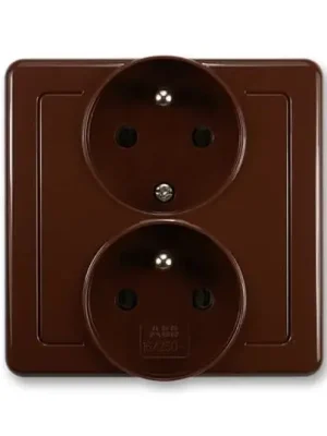 Swing® 5512G-C02249 H1 zásuvka dvojnásobná polozapuštěná s ochrannými kolíky barva hnědá *ABB Speciální Cena