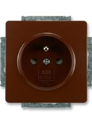 Originální Swing® 5518G-A02359 H1 zásuvka jednonásobná s ochranným kolíkem, s clonkami barva hnědá *ABB