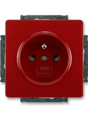 Swing® 5518G-A02359 R1 zásuvka jednonásobná s ochranným kolíkem, s clonkami barva karmínová (RAL 3003)*ABB Ověřený