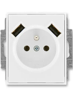 Element Zásuvka 1násobná s kolíkem, s clonkami, s nabíjením 2x USB *5569E-A22357 03 bílá / bílá ABB Bezpečná Platba