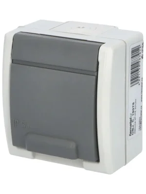 ATLAS *19078 IP55 Zásuvka 2P+PE SCHUKO, na povrch, šedá. Značkový
