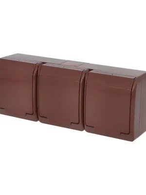 Speciální Cena GALATEA *5323-06 IP44 Zásuvka 3x 2P+PE, 3-násobná vodorovná (hnědá).