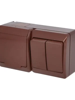 GALATEA *5327-24 IP44 Spínač sériový č.5 + zásuvka 2P+PE (hnědá). Speciální Cena