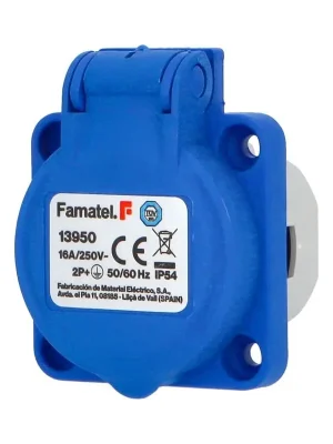 Expresní Doručení Zásuvka vestavná 13950 IP54 SCHUKO 230V/16A (s postranními ochrannými kontakty), modrá Famatel