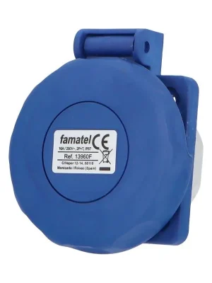 Top Prodej Zásuvka vestavná 13960F IP67/230V/16A s ochranným kolíkem, modrá Famatel