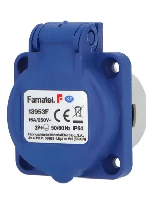 Zlevněný Zásuvka vestavná 13953F IP54/230V/16A s ochranným kolíkem, modrá Famatel