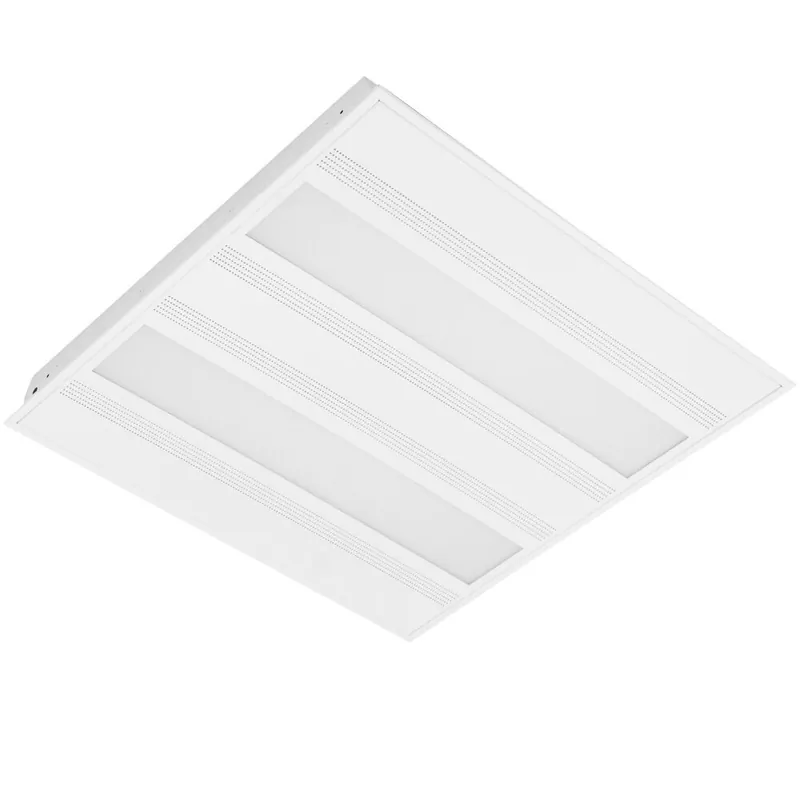 Sleva MODUS ID, vestavné do rastru - modul 600, čtverec A, perforovaný kryt, nanoprizma,2 zdroje, LED V1, teplá bílá, nestmívatelný driver 1050mA, konektor