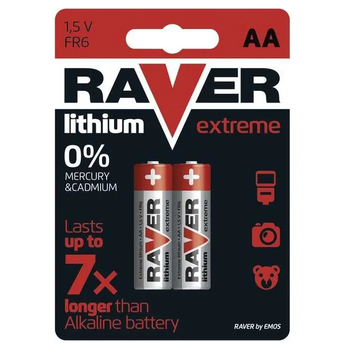 Levný Lithiová baterie EMOS RAVER AA (FR6) 1,5V, 2ks, blistr