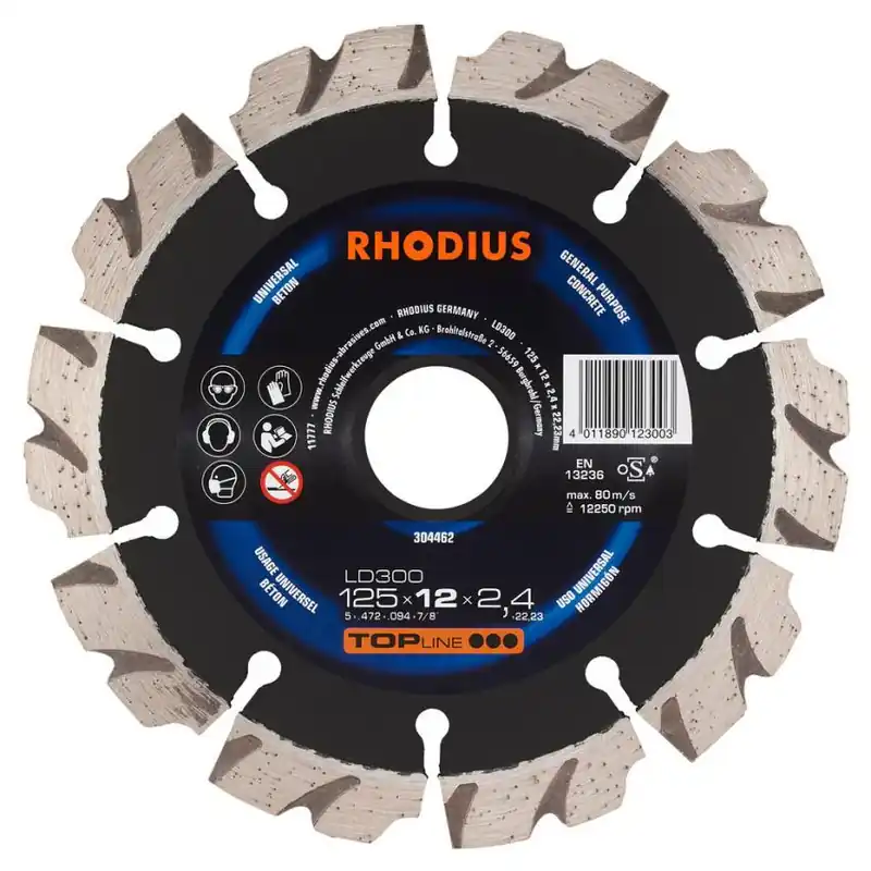 Hit Sezóny RHODIUS KOTOUČ DIAMANTOVÝ ŘEZNÝ LD300 SEGMENT. 125X12,0X2,4X22,23MM 304462