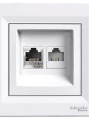 Vysoce Kvalitní Datová zásuvka Schneider Electric Asfora RJ45+RJ11, cat5e UTP, EPH4900121, bílá