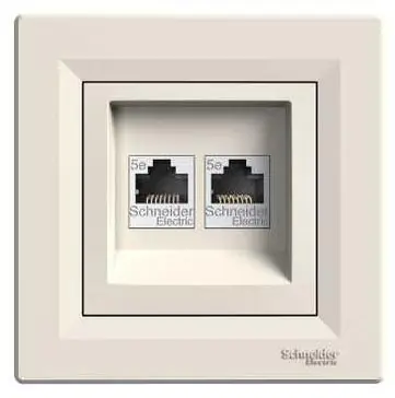 Akční Cena Datová zásuvka Schneider Electric Asfora 2x RJ45, cat5e UTP, EPH4400123, krémová