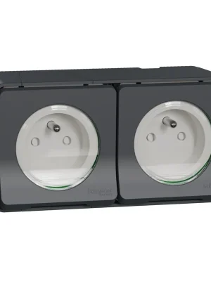 Zásuvka 2P+E dvojnásobná s clonkami Schneider Electric Mureva MUR36028, 16A, bezšroubová, IP55, komplet, antracit Výhodná Nabídka