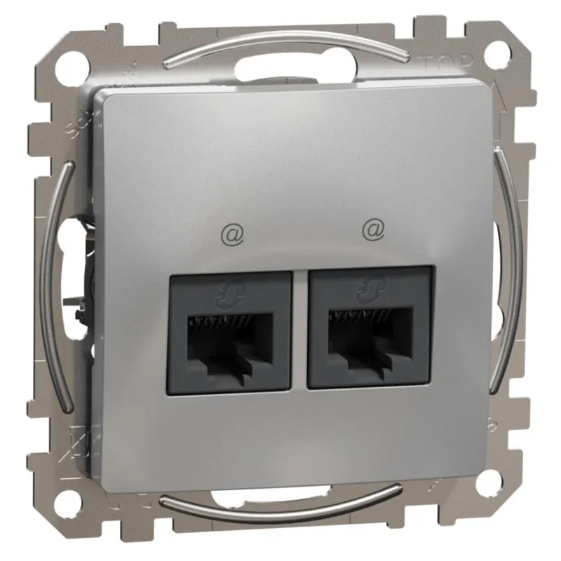 Datová zásuvka Schneider Electric Sedna Design 2xRJ45 kat.6 UTP, SDD113462 aluminium Značkový